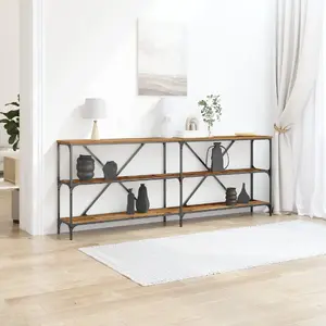 Console table VidaXL model 863445 — reclaimed wood and metal, large with shelves