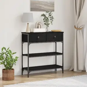 Konsoles galds VidaXL 863521 Melnā ozola inženierkoksne 72,5 cm garums