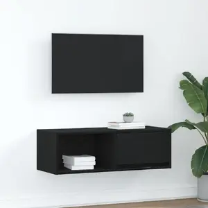 Тумба под ТВ VidaXL модель 861456, черный дуб, клееная древесина, 80×31×25,5 см