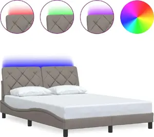 Каркас кровати с LED-подсветкой VidaXL 140x200 см тауп ткань без матраса