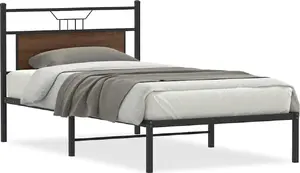 Кровать VidaXL 100x200 см, коричневый дуб, без матраса