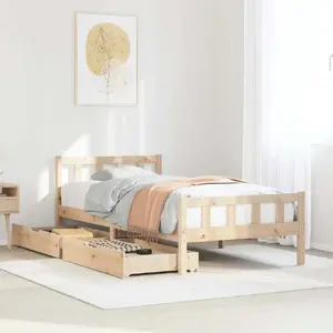 Каркас кровати VidaXL 90x190 см из массива сосны, без матраса