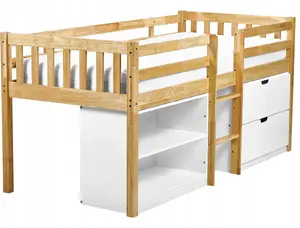 Кровать-чердак Beliani SUSVILLE 90 x 200 см дерево светло-коричневый