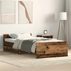 Рама кровати VidaXL 75x190 см, старое дерево, без матраса