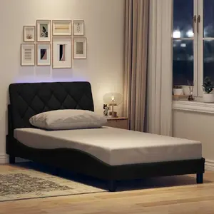 Рама кровати с LED-подсветкой VidaXL 100x200 см, черная ткань, без матраса