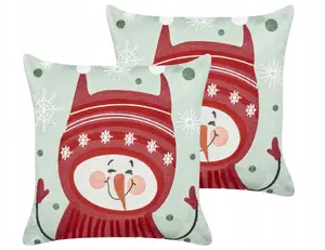 Decorative cushion set Beliani CUPCAKE, cotton, 2 pieces, 45 x 45 cm, red holiday pattern