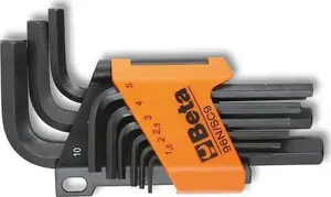 Hex Pin Wrench Set, Beta Tools BE 96N/SC9 — 9-piece 1.5–10 mm angular pin wrenches