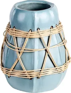 Decorative terracotta vase Beliani KAMERING 27 cm blue