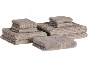 Towel set Beliani AREORA — 9-piece cotton towels in beige-gray