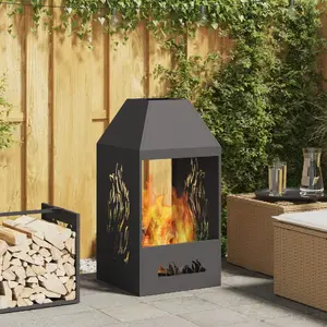 Dārza krāsns VidaXL modelis 858990 melna tērauda 50x50x100 cm