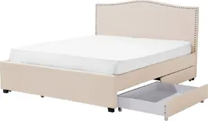 Тканевый диван-кровать с ящиками Beliani MONTPELLIER 160 x 200 см бежевый