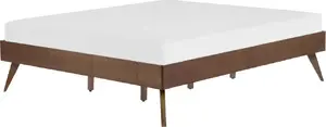 Деревянная кровать 180 x 200 см Beliani BERRIC, тёмная отделка, с реечным основанием