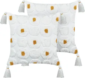 Набор декоративных подушек Beliani AZALIA, хлопок, 45 x 45 см, белые с цветочным узором