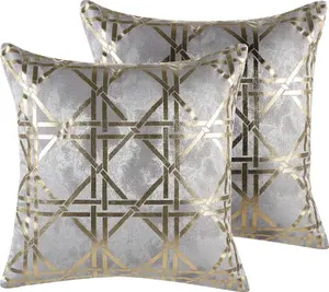 Набор из 2 декоративных подушек Shumee CASSIA 45 x 45 см, геометрический узор, серые