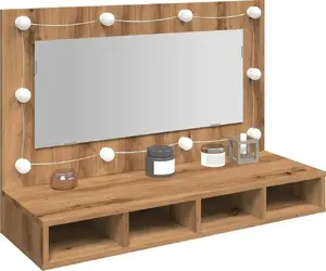 Spoguļu skapītis VidaXL ar LED apgaismojumu, oak artisan apdare, 90 x 31,5 x 62 cm