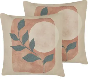Decorative cushion pair Beliani CALLIOPSIS 45 x 45 cm multicolour, abstract pattern