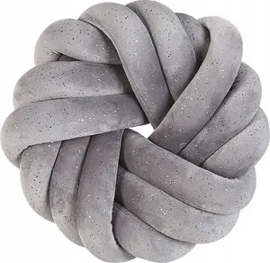 Decorative knot cushion Beliani AKOLA 30 x 30 cm gray with glitter