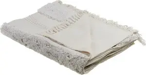 Cotton Throw Blanket Beliani RAEBARELI 130 x 180 cm white