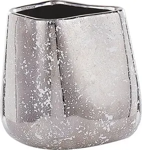 Decorative ceramic vase Beliani CIRTA 20 cm, silver finish