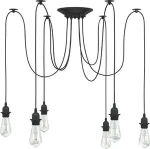 Pakaramā lampa VidaXL ar 6 E27 patronām, melns metāls