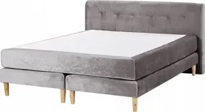 Кровать Beliani континентальная обитая велюром 160 x 200 см серая MARQUISE