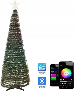 Artificial Christmas Tree Beliani SAARLOQ 188 cm with Colorful Smart LED Lights and App Control