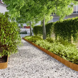 Кромка для газона 10 шт VidaXL 15 x 103 см гибкая сталь Corten