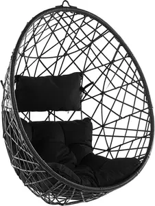 Hanging Rattan Armchair Beliani ALATRI — black
