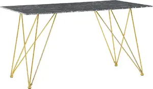 Обеденный стол Beliani KENTON 140 x 80 см с мраморным эффектом, черно-золотой
