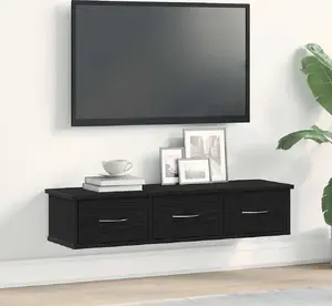 Настенная шкафчик VidaXL 88×26×18,5 см, отделка «чёрный дуб»