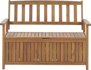 Koka dārza sols 120 cm ar uzglabāšanas nodalījumu Beliani SOVANA
