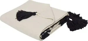 Cotton throw blanket Beliani SEDIO 125 x 150 cm white