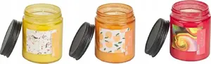 Scented Soy Candle Set Beliani FRUITY BLOOM — Red Currant, Physalis, Apple (3 pieces)