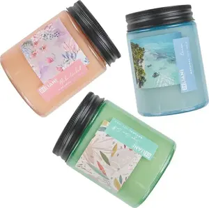 Scented Soy Candle Set Beliani FRUITY BLOOM – 3 candles, sea salt & orchid fragrances