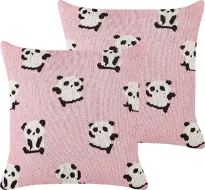 Children's Cotton Pillow Beliani 45 x 45 cm, Pink with Panda Pattern