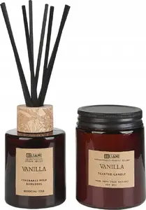 Scent Set Beliani 409006 — Soy Candle and Reed Diffuser, Vanilla DARK ELEGANCE