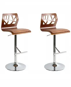 Bar stool set Beliani PETERSBURG — 2 stools, brown seat, silver frame