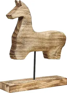 Decorative Wooden Horse Figurine Beliani Colima — Light Wood