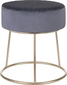 Stool Beliani DELCO 35 cm, gray velvet seat