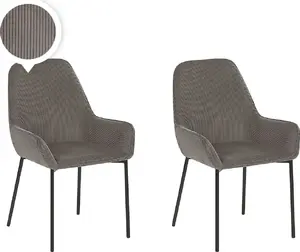 Dining chair set Beliani LOVERNA — 2-piece grey corduroy fabric