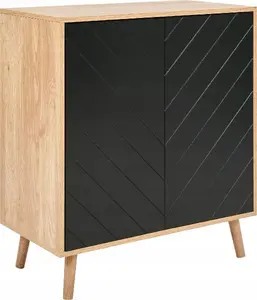 Two-door cabinet Beliani BRISTOW in light wood with black accents