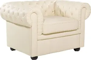 Krēsls Beliani CHESTERFIELD ādas krēmkrāsas