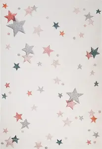 Детский хлопковый ковёр Beliani ALPOUD 140 x 200 см белый в звёздочки