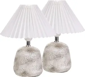Table lamps set Beliani ZEYI — 2 ceramic bedside lamps, white