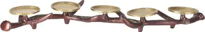 Metal Candle Holder Beliani CLEONAE — brown with gold finish