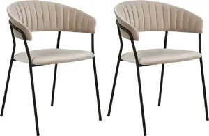 Dining chair set 2 pcs Beliani MARIPOSA — velvet upholstery, beige-gray