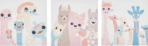 Wall art set Beliani TILLIA — 3 canvas prints with animal motifs, 30 x 30 cm each, multicolor