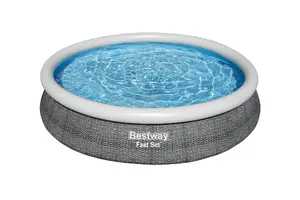 Bestway Fast Set 57445 virszemes baseins Baseins ar apmalēm/piepūšams Apaļš Pelēks, Balts