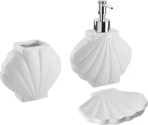 Bathroom accessory set Beliani SHELL — 3-piece white