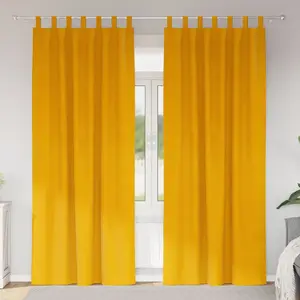 Aizkari ar cilpām VidaXL 4107282 2 gab. blackout samts mustard